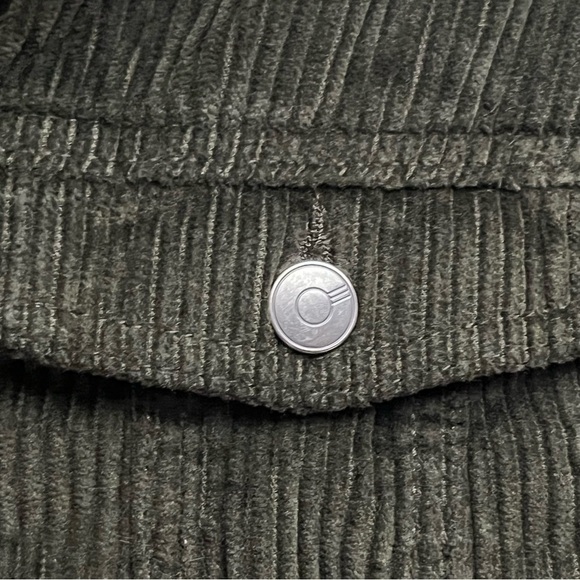 Keren Hart Womens Medium Olive Green Corduroy Ribbed Button Up Cropped Jacket - Picture 4 of 7
